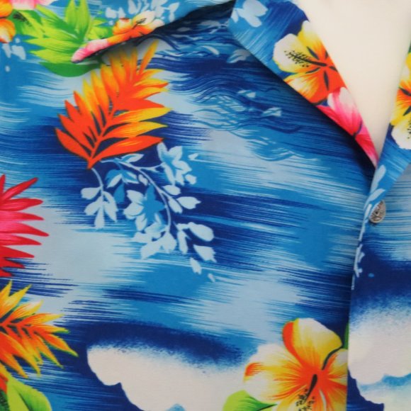 Vintage Hawaiian Shirt - Cloud and Sailboat floral Graphic - Men's XL - Picture 4 of 10
